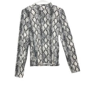 Women's New Long Sleeve Mock Neck stretch Python Top L New